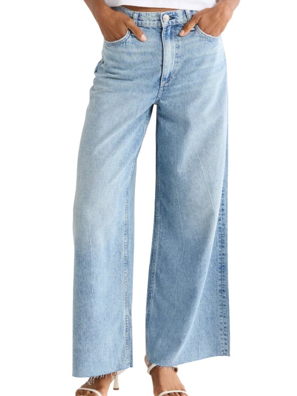 rag & bone Sofie Featherweight High Waist Ankle Wide Leg Jeans